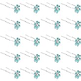 QIUTIMIY 20 Pack (Blue) Crystal Flower Hair Pins Rhinestone Hair Clips for Bridal Wedding Women Hair Jewelry Accessories, with Clear Container