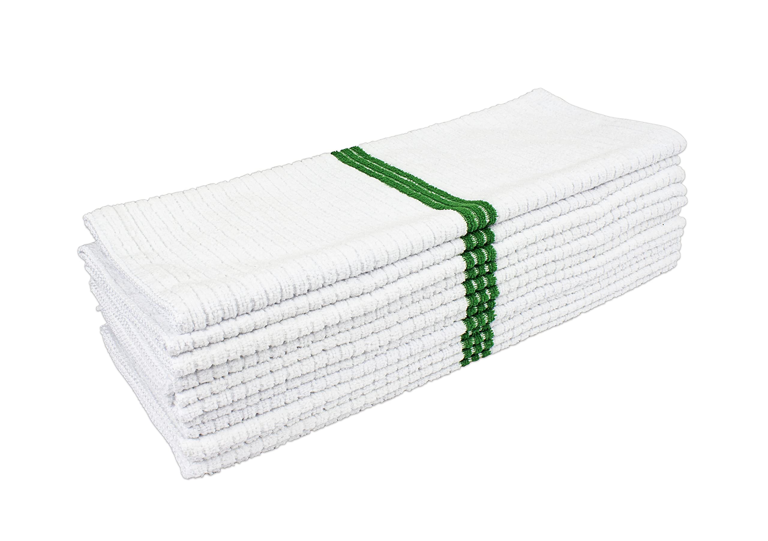 Nouvelle Legende Ribbed Bar Mop Microfiber Towels with Stripes for Cleaning and Drying, 14 by 18 Inches, 12 Pack