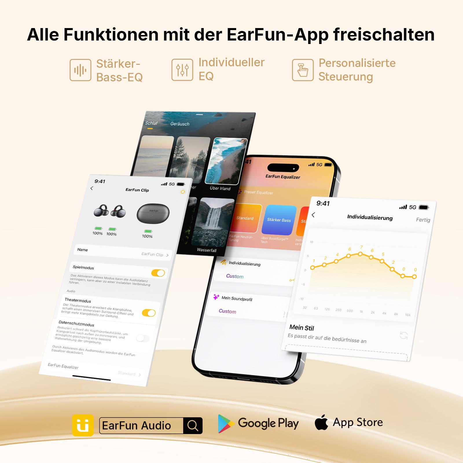 EarFun Clip Open Ear Kopfhörer Bluetooth, komfortabler Sitz, 10.8 mm Carbon-Treiber, Hi-Res Audio, LDAC, BassSurge, 40 Std. Akku, klare Anrufe, Clip-On Earbuds mit Bluetooth 6, Multipoint, IP55, APP 8