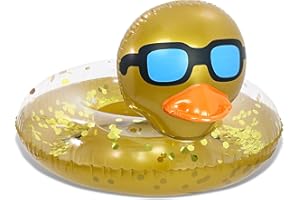 POZA Inflatable Duck Pool Float Tube- Heavy Duty Vinyl UV Resistant Confetti Pool Duck Floatie, Animal Pool Float Swim Ring Pool Inflatables for Kids and Adults for Beach, Party, Vacation