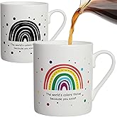 Lovift Rainbow Coffee Mug Birthday Gift for Women, Novelty Heat Color Changing Ceramic Tea Cup, Funny Valentine Day Christmas Gifts for Best Friend, Mom, Dad, Wife, Husband, Besties, Teacher. 12 oz.