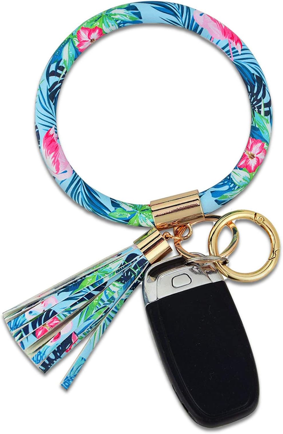 CoolcosKey Ring Bracelet Wristlet Keychain Bangle Keyring - Portable Leather Tassel Bracelet Keys Holder Women Gift