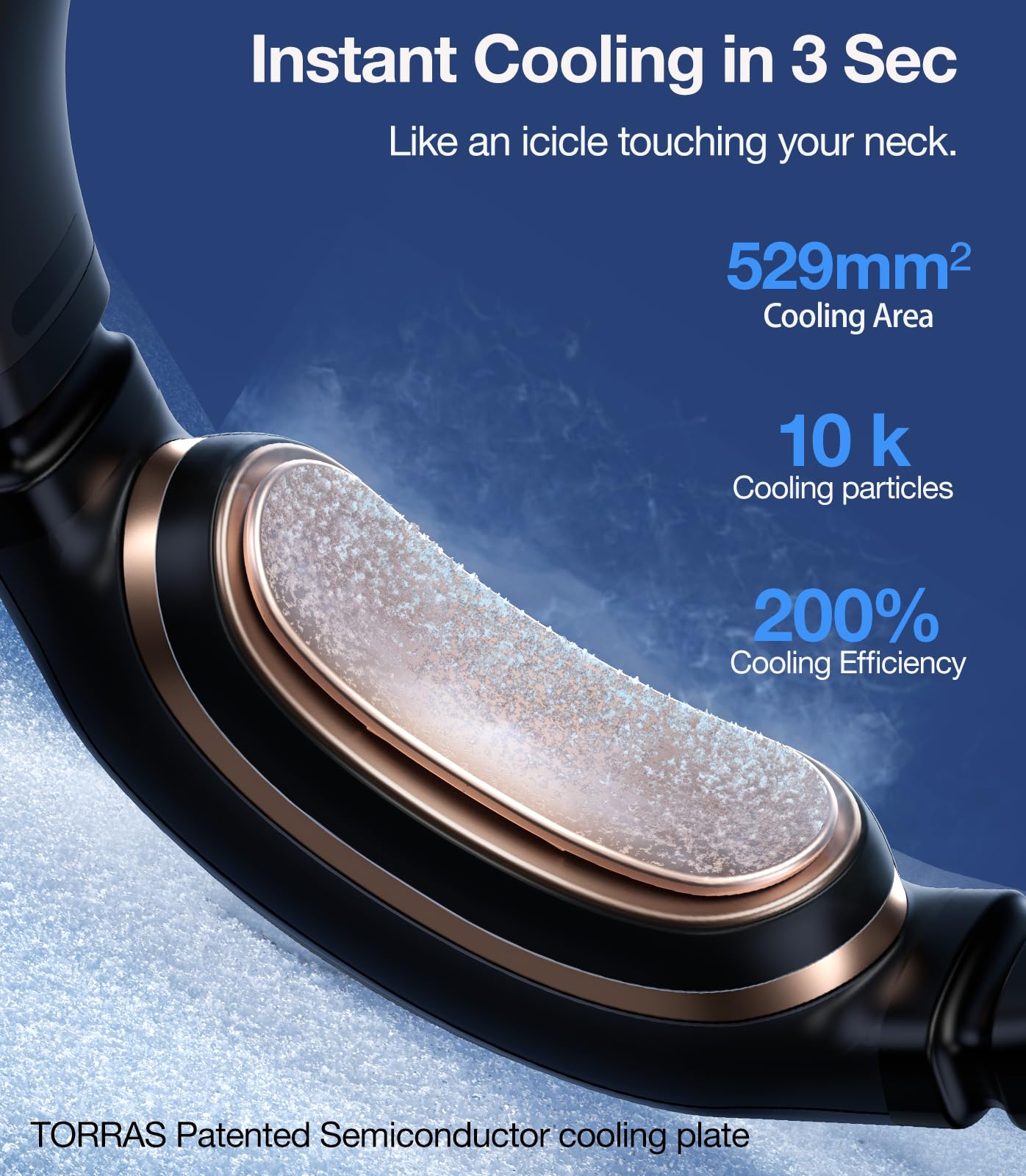 TORRAS Coolify Portable Neck Fan Air Conditioner, Rechargeable Hands Free Semiconductor Cooling Bladeless Fan, Leafless Mini USB Fan for Outdoor/Home/Office, 3 Speeds, Brilliant Black