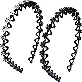 Alpinleux 2 Pcs Headband with Teeth, Comfortable Headbands for Women with Teeth, Fashion Comb Headband, Plastic Head Bands for Women's Hair Non Slip (4.3''×0.7'', Black)