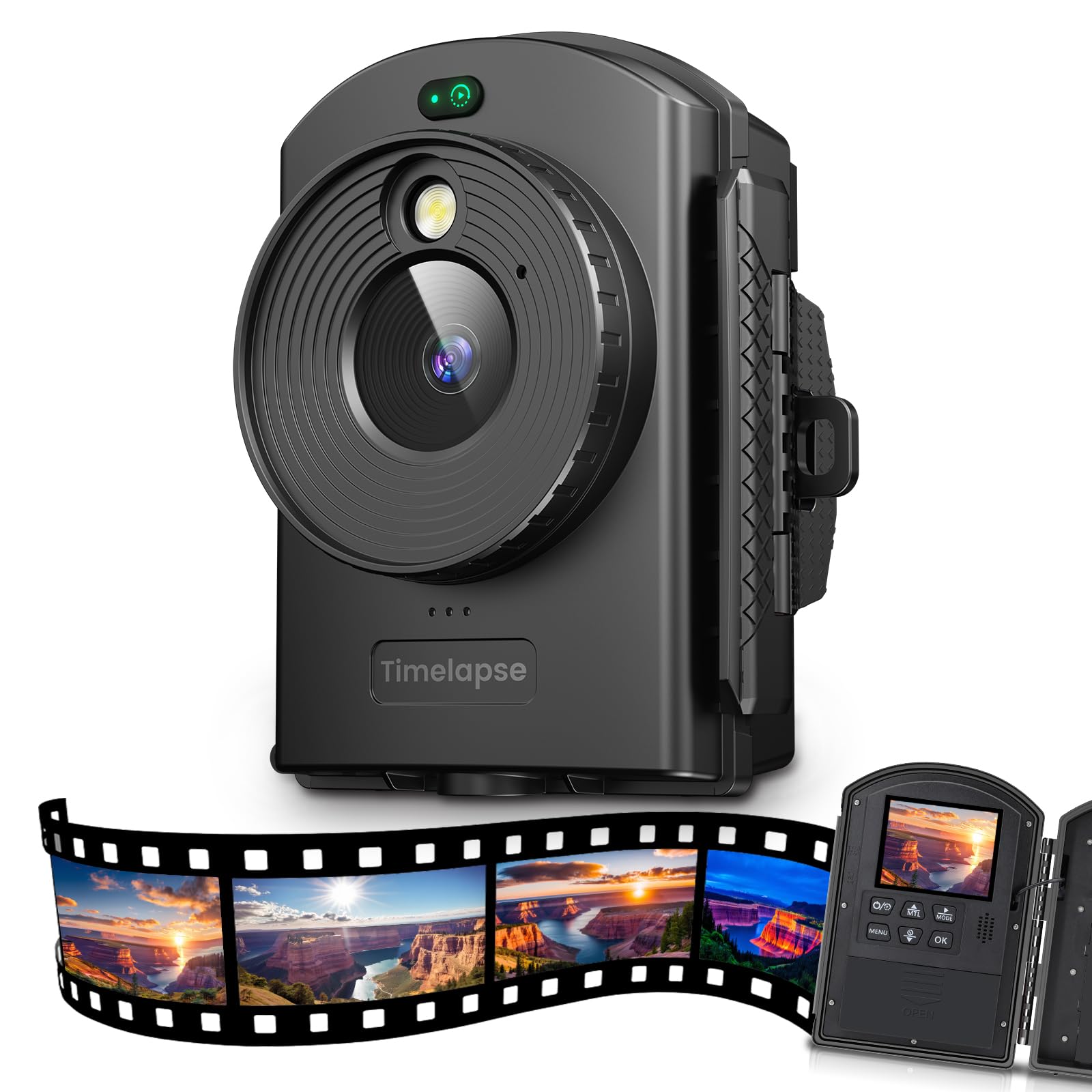 Photo 1 of Caupureye Time Lapse Camera for Outdoor Contruction - Timelapse Camera with Infrared Positioning & LED Light, 180 Days Shooting, 1080P AVI Videos & Photos for Cooking, Plant Growth, Landscape(64GB)