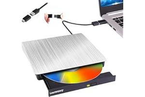 Laurensory External DVD Drive USB 3.0 Type-C USB Portable Player for Laptop CD DVD +/-RW Disk Drive CD ROM Burner Writer CD/D