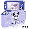 DLseego Little Naughty Rabbit Switch Lite Protective Case Cute TPU Soft Cover Shock Absorption Anti-Scratch Shell with 2PCS Lovely Devil Bunny Thumb Grips for Switch 2019 Version - Purple