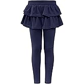 HoeVou Girls Leggings with Skirt for Girls Kids School Uniform Pants Toddler Ruffle Pants Tutu Pull On Warm Clothes