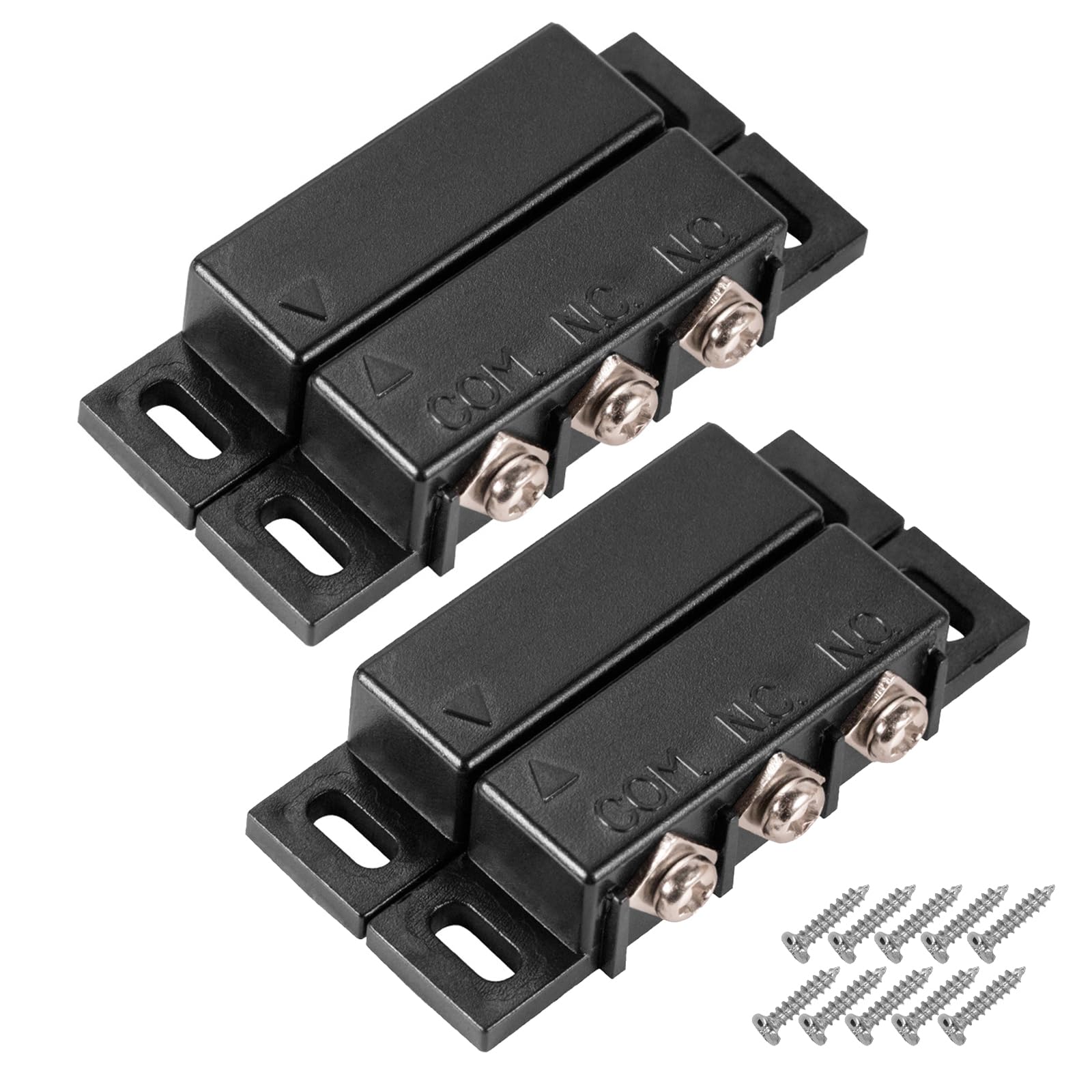Photo 1 of Magnetic Reed Switch Normally Open and Normally Closed NC NO Magnetic Contact Sensor Alarm Magnetic Door Switch,Proximity Switch for Door Alarm, Window Safety, Black,Pack of 2 with 40 Screws