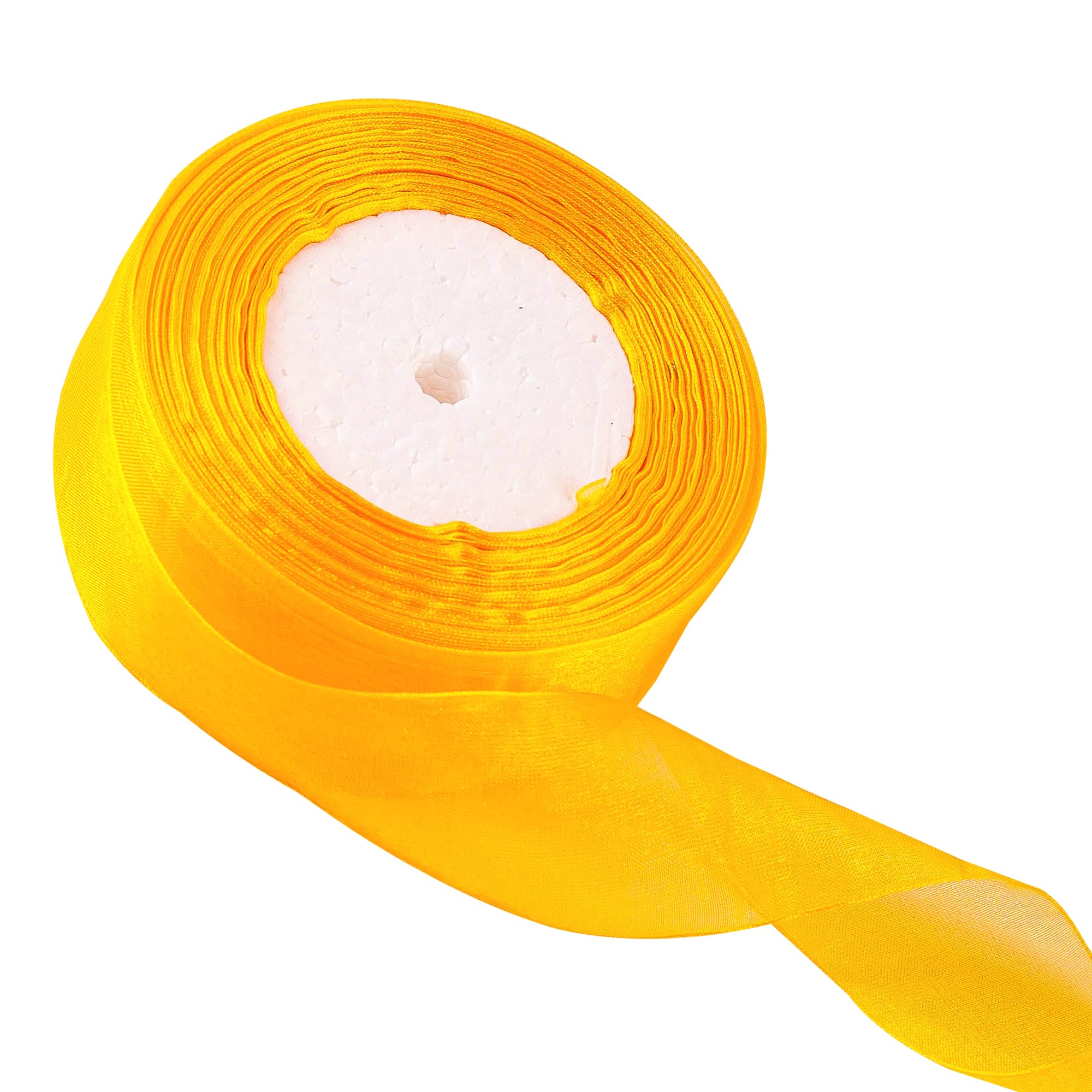 40mm Yellow Organza Ribbon 45M for Gift Wrapping, Hair Bow, Christmas, Cake, Wedding, DIY Crafts, Car Decoration - Thick Chiffon Ribbon