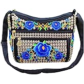PHEVOS Hobo Crossbody Bag for women, Vintage Ethnic Tribal Embroidered Boho Hippie Tote Handbags Shoulder Purse