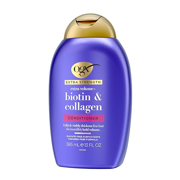 OGX EXTRA STRENGTH BIOTIN AND COLLAGEN CONDITIONER, 13 FL OZ, SULFATE-FREE, THICKER, FULLER HAIR