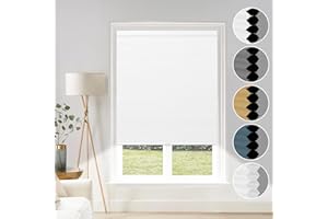 GRANDEKOR Blackout Shades Cordless Blinds Cellular Fabric Blinds Honeycomb Door Window Shades 35x64, White-White