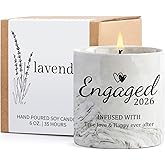 Engagement Gifts - Gift for Newly Engaged Couples, Fiance Gifts for Women, Bridal Shower, Wedding Bride Gift - Engaged Present 6 Oz Engaged 2026 Lavender Ceramics Candle