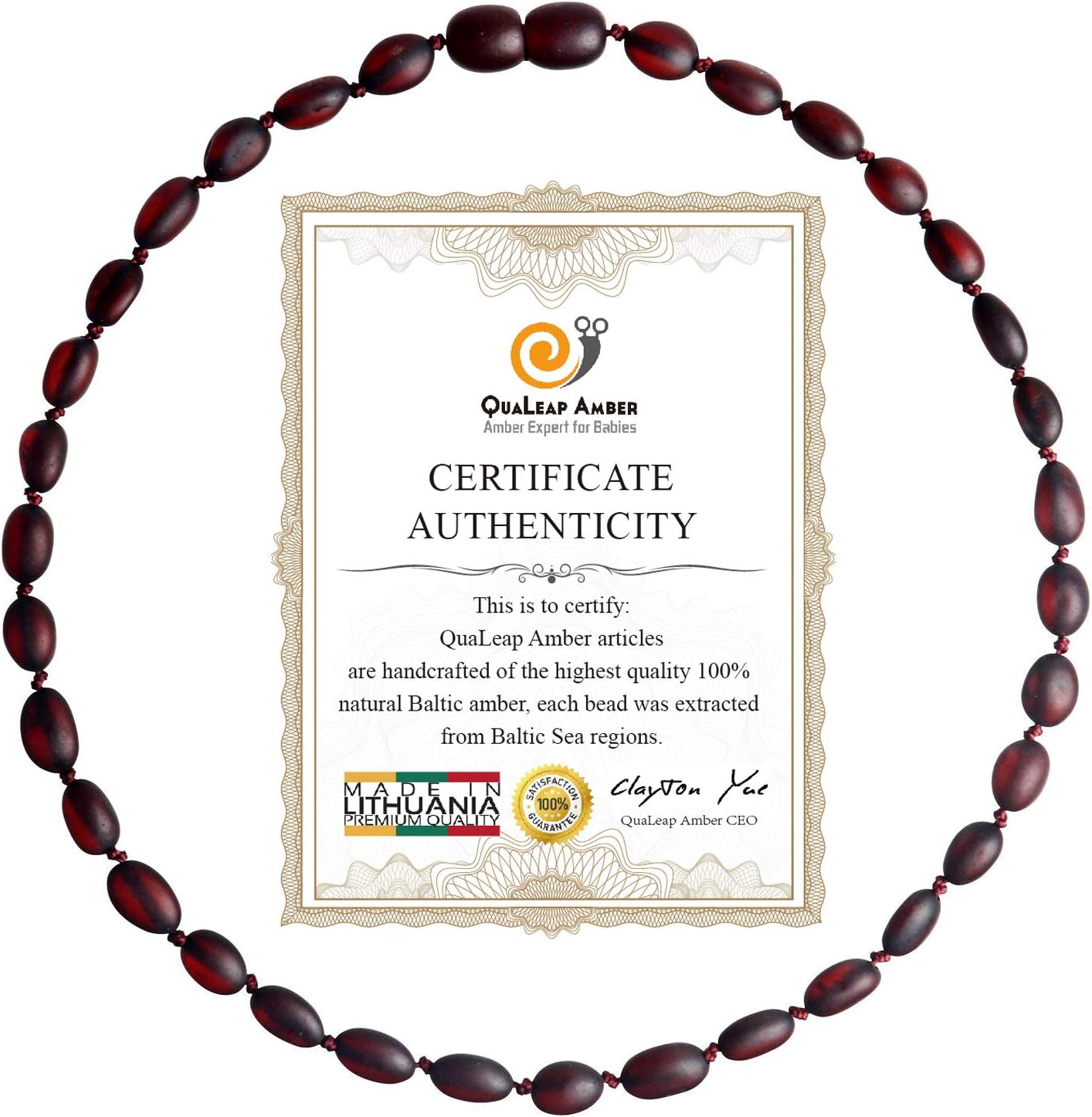 100% True Baltic Necklace (Raw Cherry - 12.5 Inches) – 100% Authentic Baltic Beads with Highest Quality: Health & Personal Care