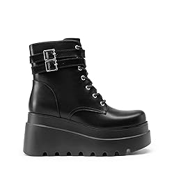 DREAM PAIRS Women Platform Combat Ankle Boots Goth
