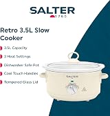 Salter Retro Cream 3.5L Slow Cooker 200W 3 Heat Settings Keep Warm view 2