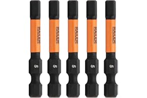 Hex 5mm Impact Driver Bit - Railer Allen Wrench Drill Hex Bits. 1/4 Quick Release S2 Steel 2 inch 5mm Hex Bits. (5 Pack)