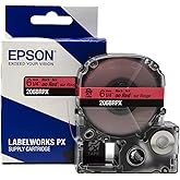 Epson LABELWORKS 206BRPX Genuine PET (Polyester) Tape Cartridge - Black on Red Label Maker Tape - 1/4" (6MM) Wide, 30'