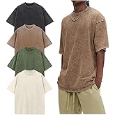 Arssm Oversized Tshirts for Men Acid Wash Loose Fit Vintage Cotton Heavyweight T Shirts Baggy Tees