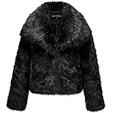 GRAN ORIENTE Womens Faux Fur Coats 2025 Winter Trendy,Winter Fuzzy Large Turndown Lapel Fluffy Cropped Jacket Outerwear