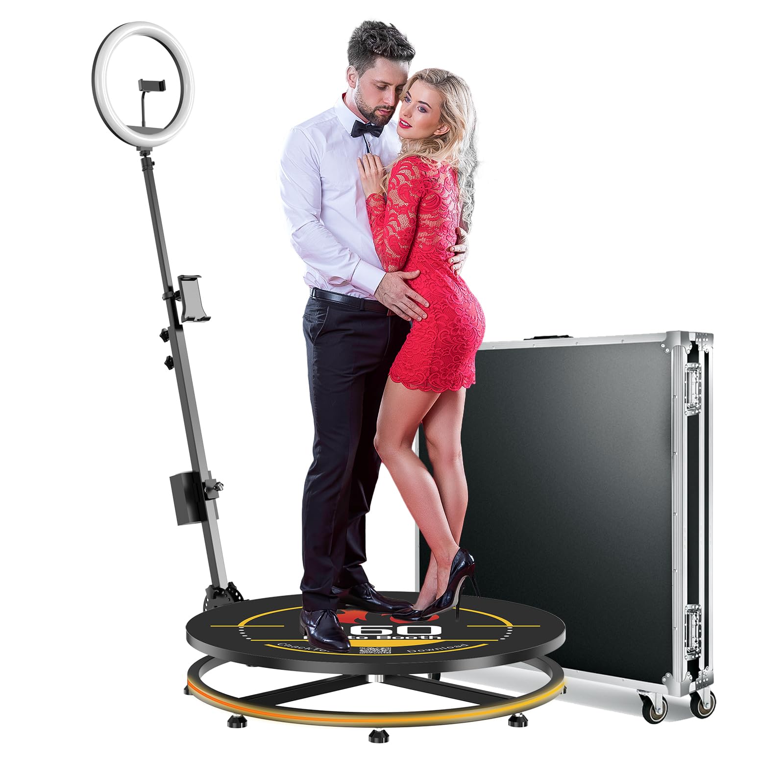 Photo 1 of ***USED**OHYEAHSPIN 360 Photo Booth with Flight Case, Ring Light, Software APP Remote Control for Parties 2-3 People Stand on Automatic 360 Rotating Camera Video Booth(27'')