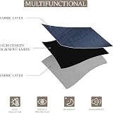 CUCRAF 100% Blackout Curtains 46x90 Inch Two Panels Blue Linen Look view 4