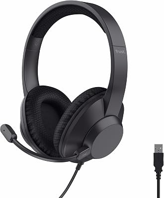 Ayda Max Casque USB Filaire avec Micro ENC Antibruit Over Ear, Noir