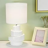 Lampwell Circo Off White Small Table Lamp for Living Room as Bedside Table Lamp for Bedroom,Modern Ceramic Kids Night Table L