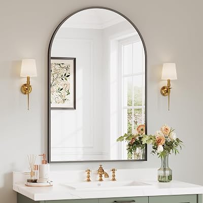 Dripex 60x90cm Black Arched Mirror Wall Mounted or Leaning