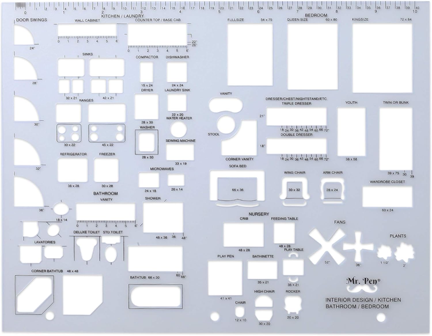 Mr. Pen House Plan, Interior Design and Furniture Templates, Drafting Tools and Ruler Shapes for Architecture - Set of 3: Arts, Crafts & Sewing