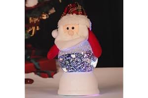 LEYUPEAK Lighted Christmas Santa Claus Figurines Musical Snow Globe Lantern with Timer Christmas Table Decor Acrylic Swirling Glitter Snow Globe USB & Battery Operated Xmas Holiday Indoor Home Desk Decoration