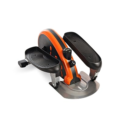 Stamina InMotion E1000 Compact Strider - Seated Ellipticalwith Smart Workout App - Foot Pedal Exerciser for Home Workout - Up to 250 lbs Weight Capacity - Black Orange