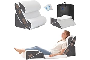 Ahpmeoa 6PCS Wedge Pillow Set for After Surgery, Bed Wedge Pillow Post Surgery, Wedges Pillows for Back Pain Relief, Acid Relux, Sit Up Pillow for Beds, Beds Wedges & Body Positioners, White/Grey