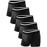 TIICHOO Men Incontinence Underwear Washable Leakproof Boxer Briefs for Bowel Leakage Cotton Absorbent Underwear 5 Pack(3X-Large, Black 5)