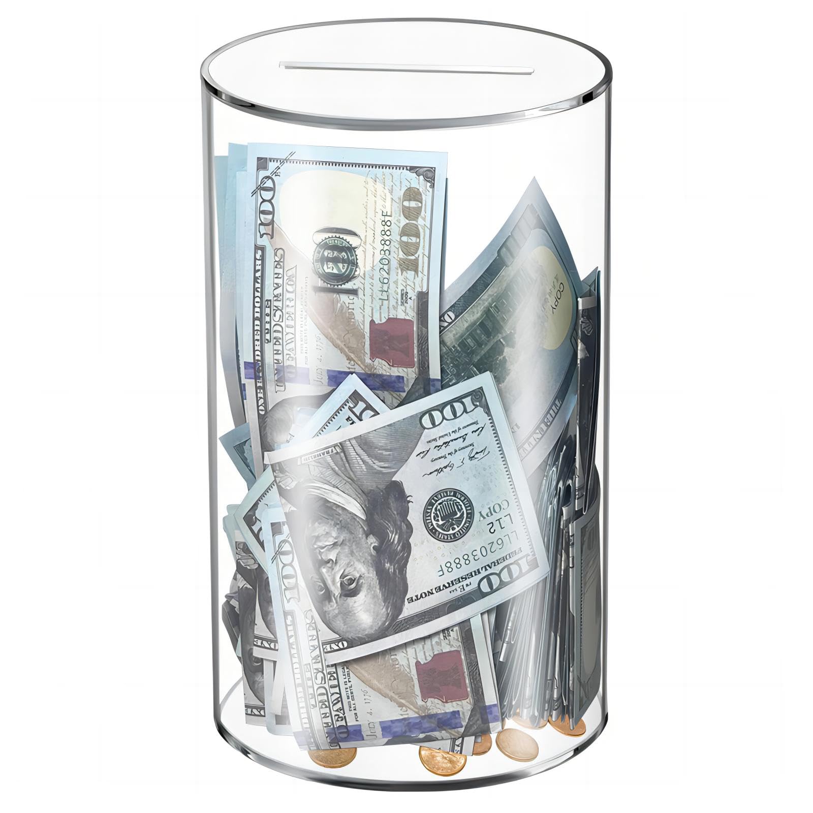 Clear Piggy Bank for Adults/Kids, Acrylic Unopenable Money Box for Cash Coin Saving, Must Break to Open, Money Saving Jar for Adults Boys Girls, Size 6