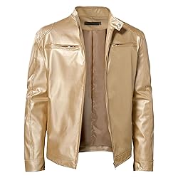SWJGLITTR Men Slim Fit Motorcyle Leather Jacket