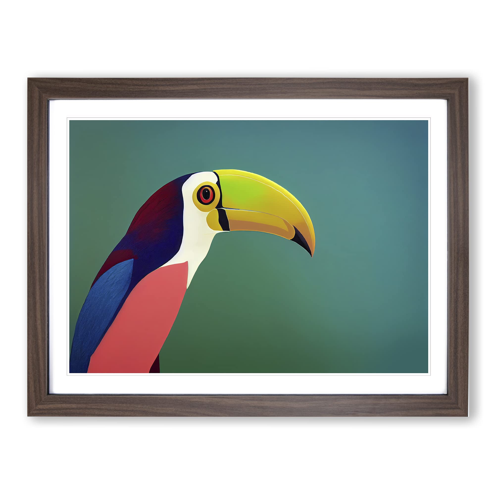 Toucan Bird Abstract Vol.2 Framed Print | A4 Walnut Framed Wall Art | Ready to Hang | Abstract Fantasy Picture | Living Room Bedroom Lounge Office