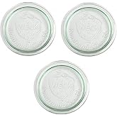 3 x Weck 100mm (approx. 4") LARGE ORIGINAL Loose Fitting Replacement Glass Lid. Fits WECK Models 738, 739, 740, 741, 742, 743, 744, 745, 748, 974.