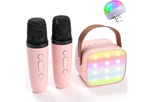 KidsFaves Mini Karaoke Machine for Kids Adults,with 2 Wireless Microphones & Light- Bluetooth Portable Speaker Birthday Gifts for Girls 3-12 Years Old Toddler Toys