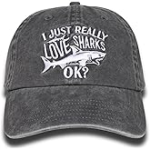 InnoBeta Shark Themed Gifts for Men & Women, Funny Gifts on Shark Week, Adjustable Vintage Baseball Cap, Washed Cotton Embroidered Hat