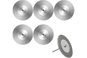 Pcmursal 5 Pieces 60mm Glass Cutting Disc Diamond Cutting Disc Cut Off Wheels with 5Pcs Mandrel 1/8'' Shank Stone Blade for Polishing Tiles Marble Plastic Jade Rotary Tool Drill Attachment 2.36 Inch