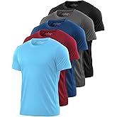 Kinglaman 5 Pack Mesh Workout Shirts for Men Dry Fit Gym Shirts Quick Dry Athletic Short Sleeve T-Shirt Moisture Wicking