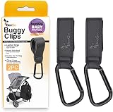 BeeGo Buggy Clips 2 Pack Stroller Hooks for Bags 5kg Aluminum Black
