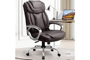 COMHOMA Ergonomic Office Chair Wheels Home Office Desk Chairs Comfy Back Support PU Leather Executive Office Chair with Headrest Padded Armrests Height Adjustable Tilt Swivel Rolling Reclining Seat