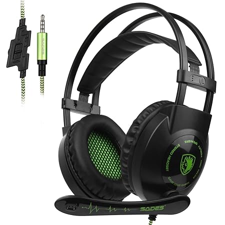 SADES 801 Stereo Surround Sound Kopfhörer Gaming Headset 3,5 mm Kabel Over-Ear-Kopfhörer mit Mikrofon Mic Lautstärkeregler fü