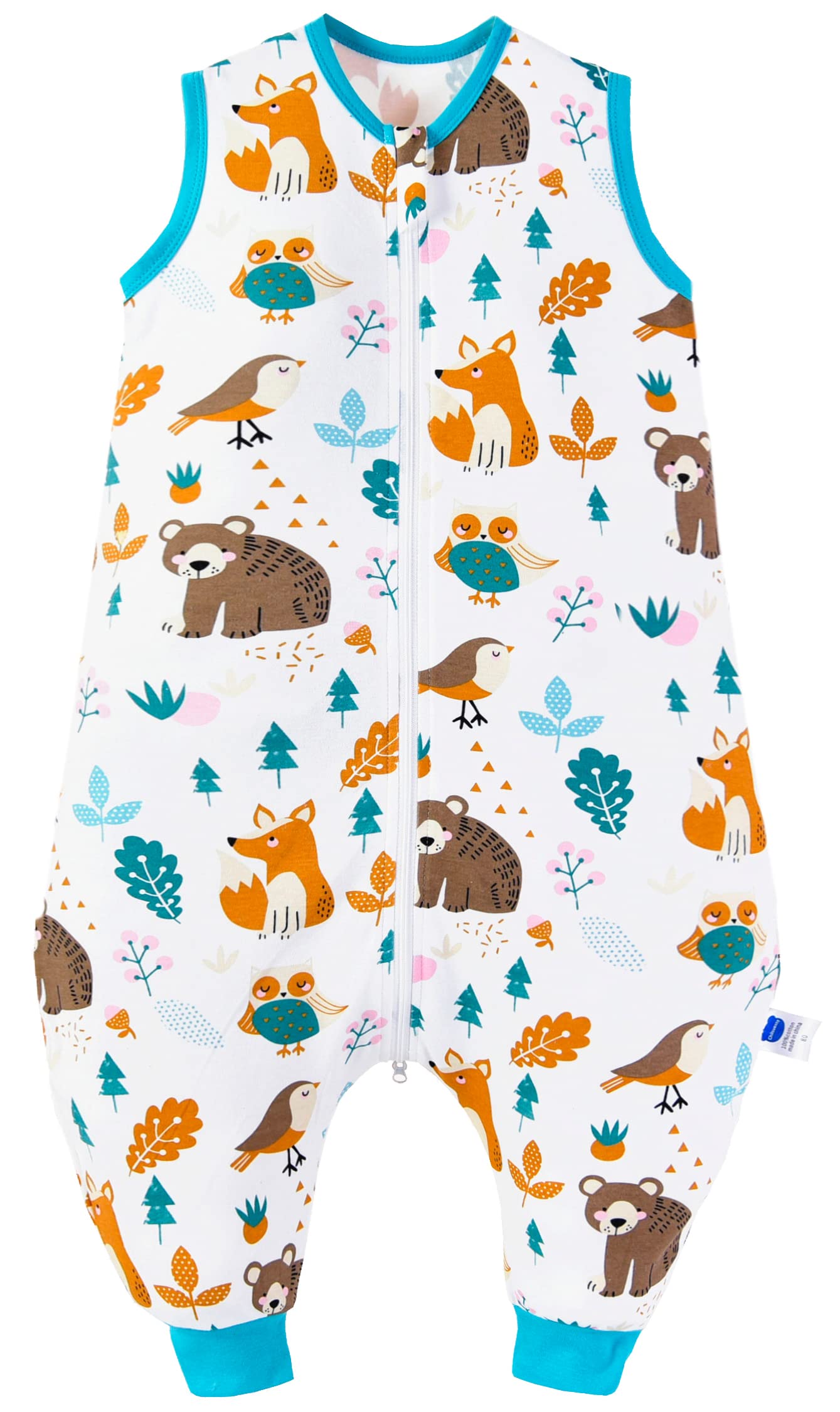 Chilsuessy Baby Sleeping Bag with Feet Summer Baby Sleeping Bag 100% Cotton 0.5 Tog Summer Kid Sleeping Bag with Feet for Infant Toddler Sleeveless, Forest Animals, 90cm/3-4 Years