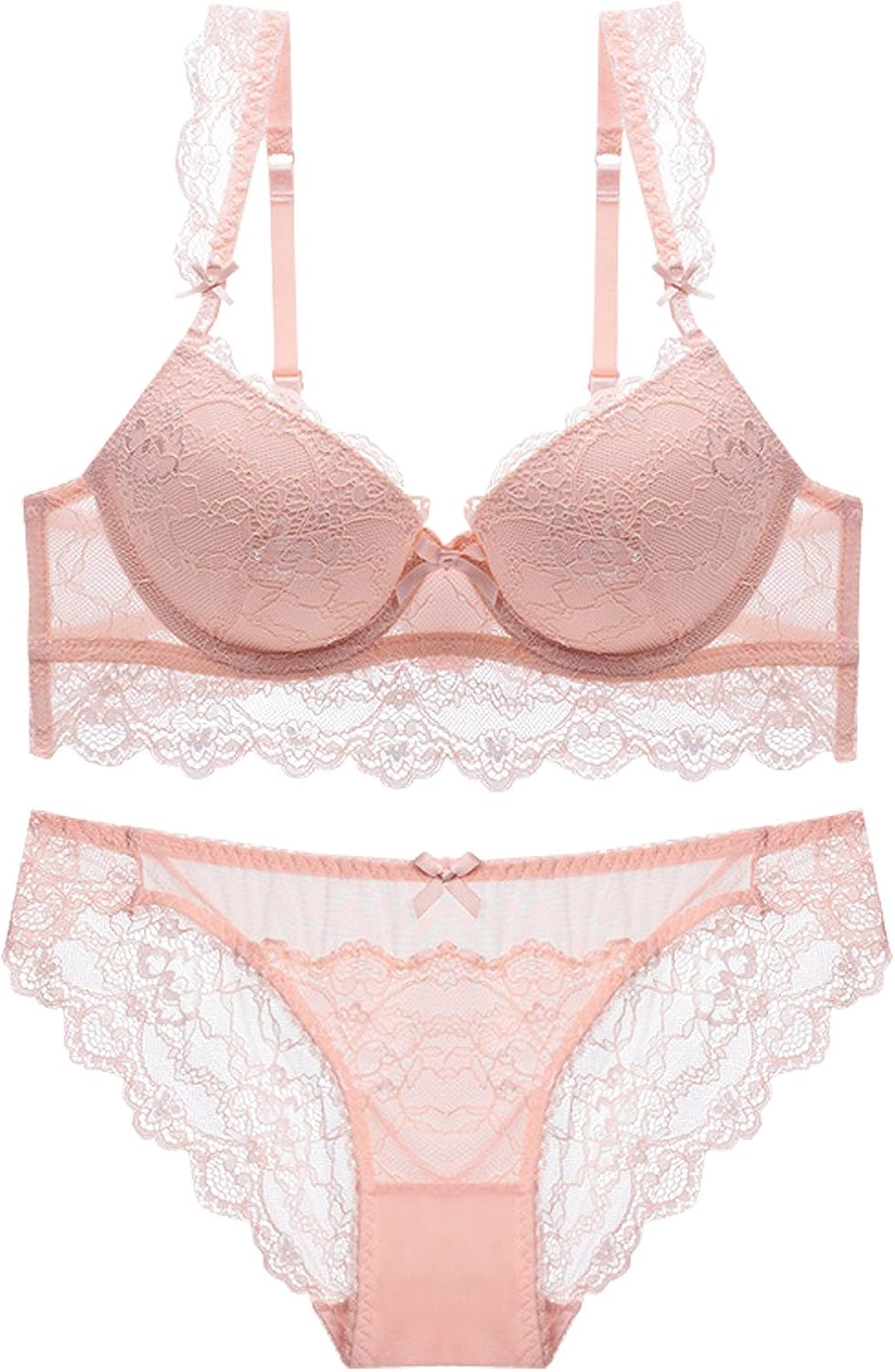 Push Up Bra and Panty Set Sexy Lace Embroidery Soft Cup Lingerie with