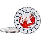 Golden Rabbit Enamelware Dinner Plates, 10.5 inch, Lobster, Set of 4