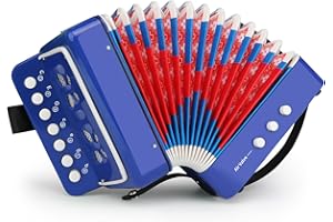 MUINS Kids Accordion, 10 Keys Control Mini Accordion Toy Gifts Easy to Play for kids Children Beginners Lightweight Environmentally-friendly Musical Instrument Developmet Fit for 3 years and over(Blue)